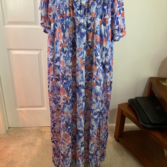 Junarose Chiffon Blue Maxi Dress Plus Size 22 - Picture 4 of 10